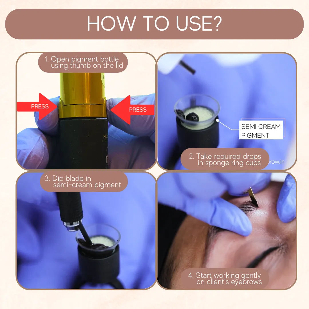 How to use ibrow Permanent Makeup Microblading Semi Cream Ink for Eyebrows | Professional Use Only (Black Brown, 10ml Bottle)