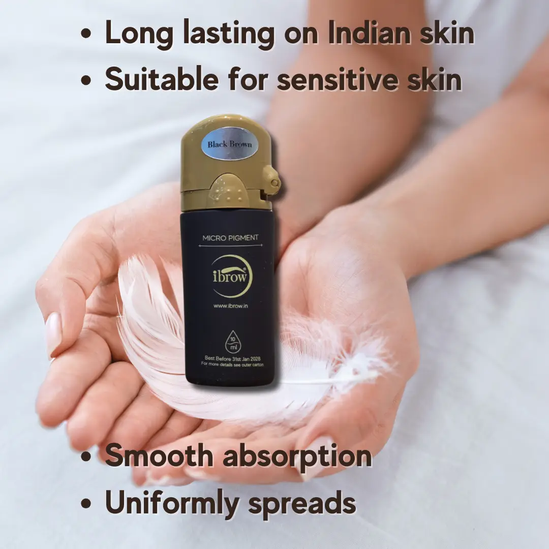 ibrow Permanent Makeup Microblading Semi Cream Ink for Eyebrows | Professional Use Only (Black Brown, 10ml Bottle)