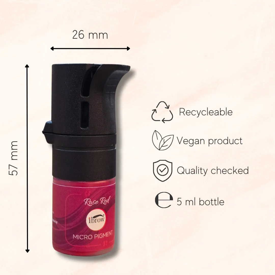 Dimensions of ibrow Permanent Makeup Rose Red Liquid Pigment for Lips - (5ml Bottle)