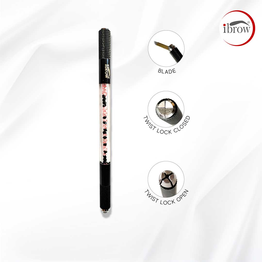 Pink & Black Crystal Semi Permanent Manual Microblading Makeup Pen Holder 2