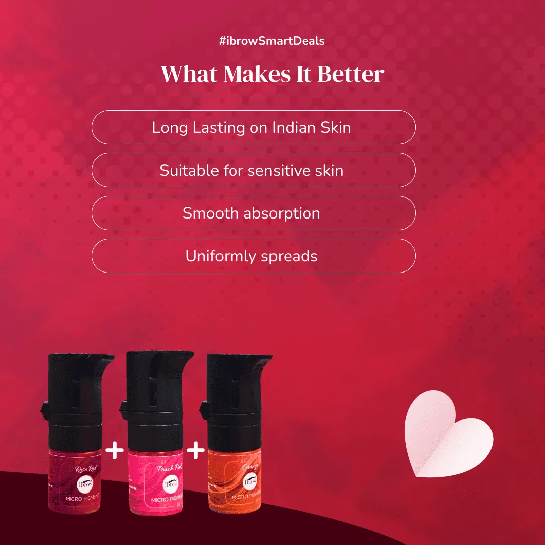 ibrow SmartDeals – Permanent Makeup Pigment Combo for Lips – Rose Red, Peach Pink & Orange-1
