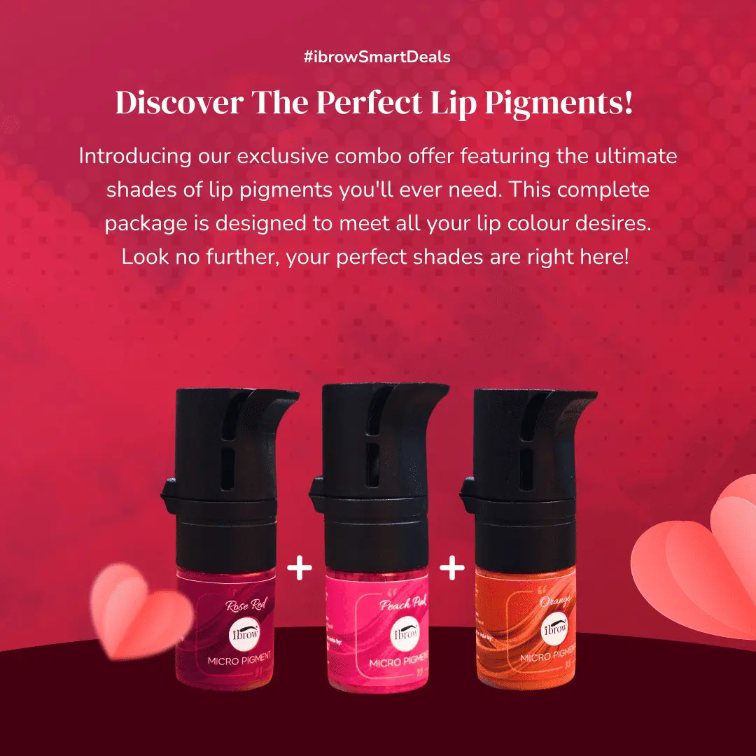 ibrow SmartDeals – Permanent Makeup Pigment Combo for Lips – Rose Red, Peach Pink & Orange