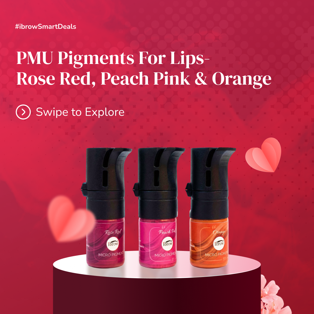 Permanent Makeup Pigment Combo for Lips – Rose Red, Peach Pink & Orange (5ml each)